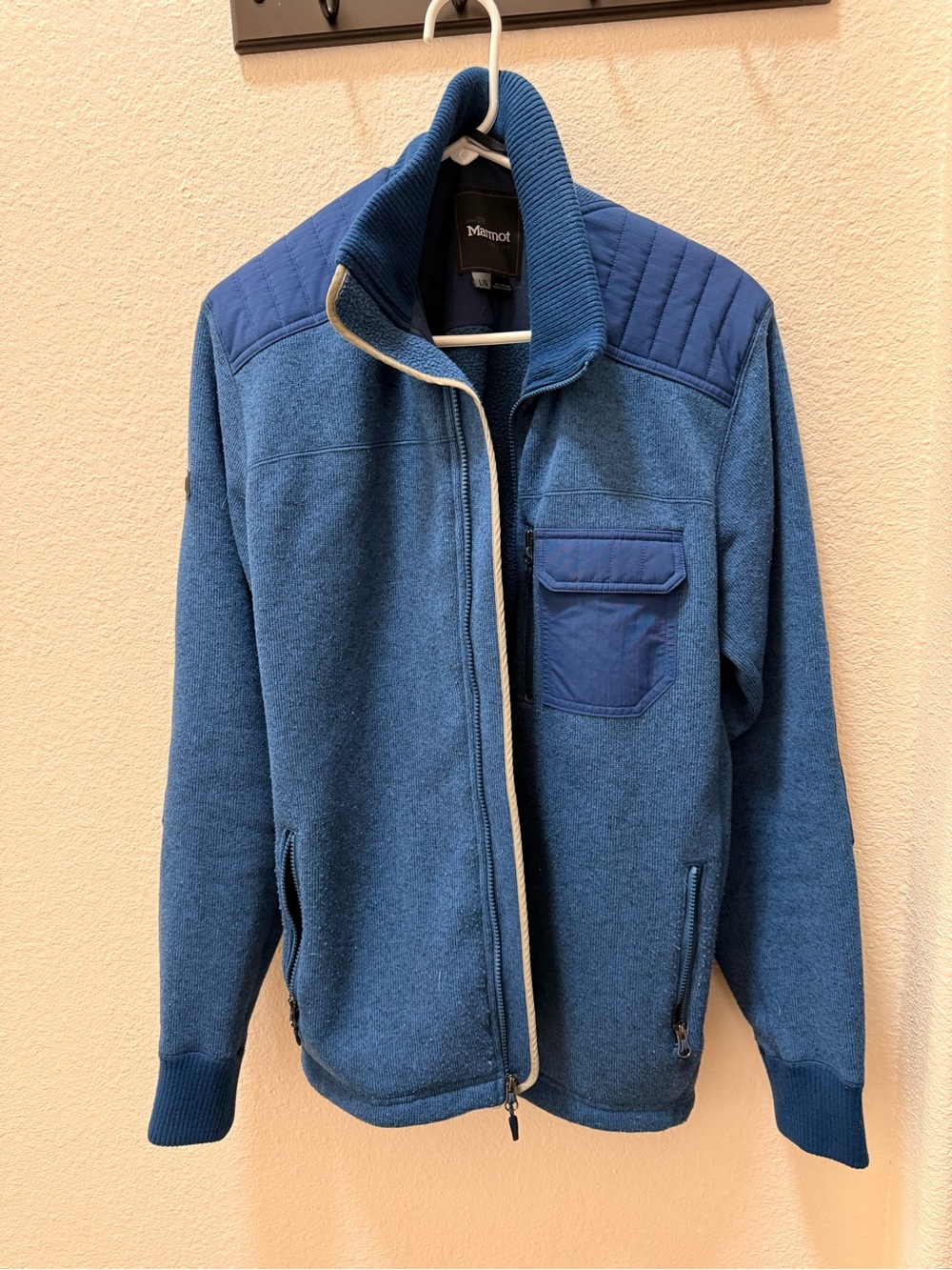Marmot Men's Deep Blue Full-Zip Fleece Jacket with Contrast Pocket